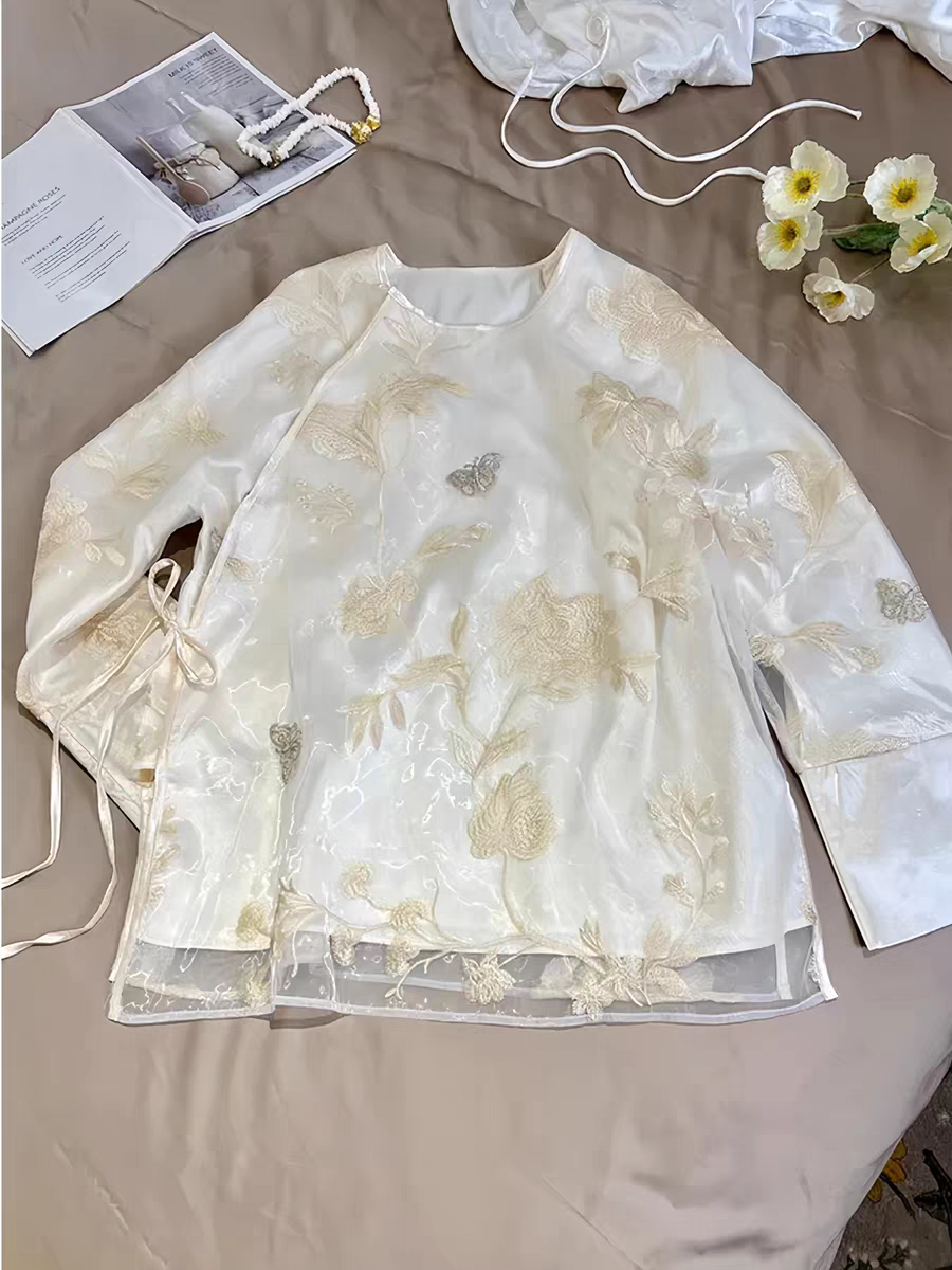 金禾【宁禾】春季新款国风重工刺绣小衫上衣3017