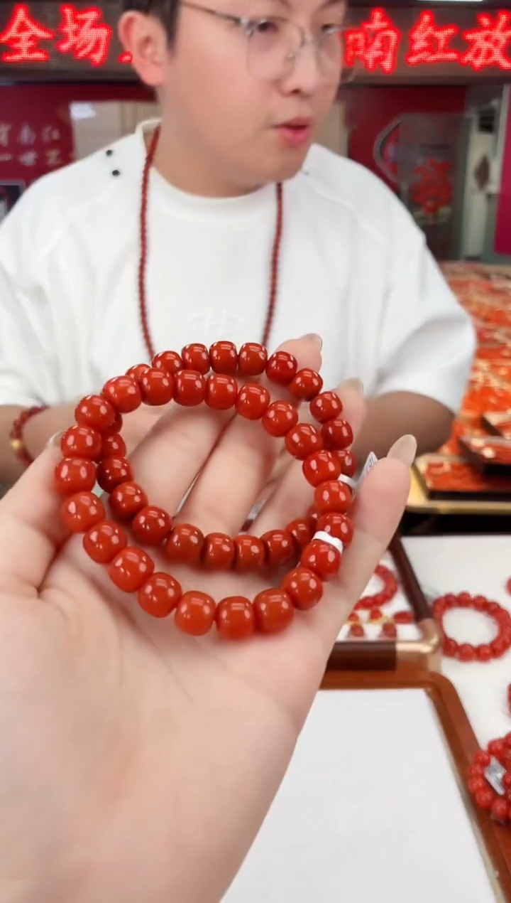 南红玛瑙未镶嵌瓦西老型手串9+（多样式发其一）
