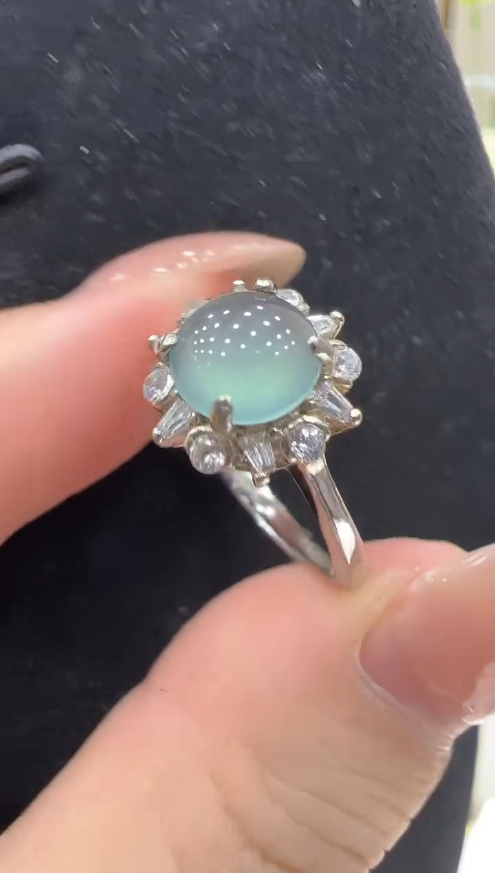 银S925镶嵌戒指翡翠多样性团购发一件