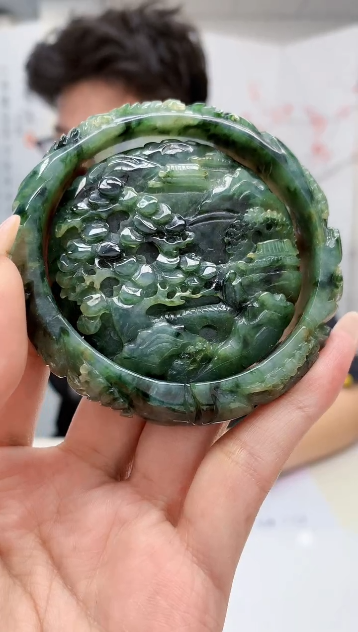 【闪购商品】定制翡翠未镶嵌4688MM-毛货套镯（60圈)43