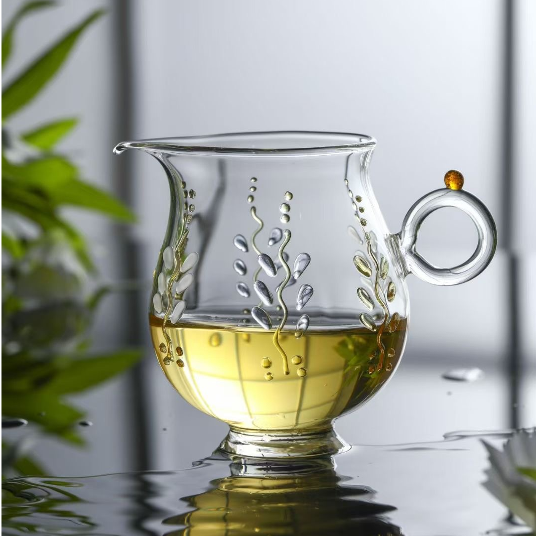 手工紫藤花公杯高硼硅耐热玻璃公杯
