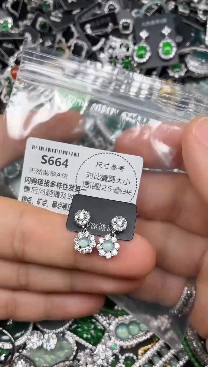 颈饰未镶嵌翡翠S664耳钉