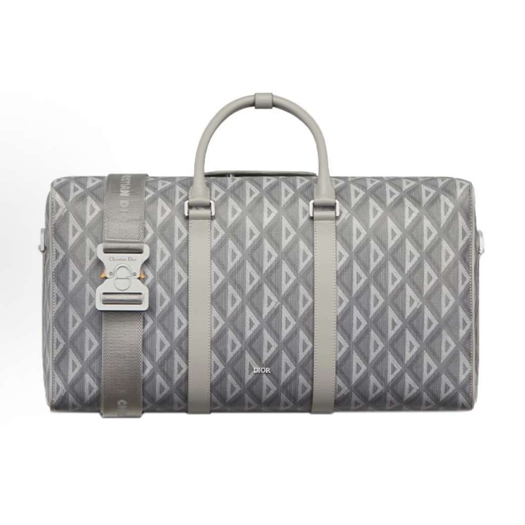 99新 DIOR/迪奥 Lingot 50经典灰色几何满印手提 旅行袋