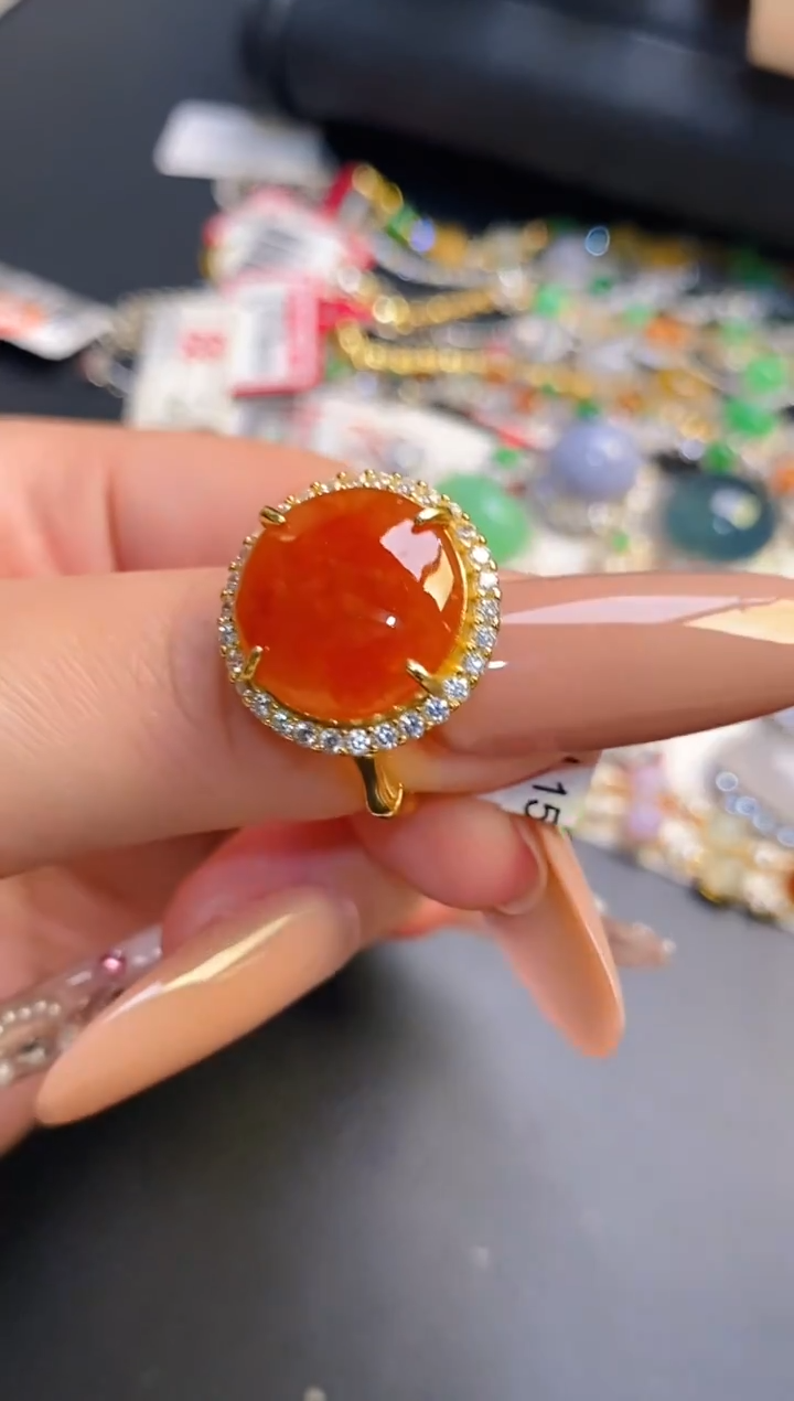 银S925镶嵌戒指翡翠天然