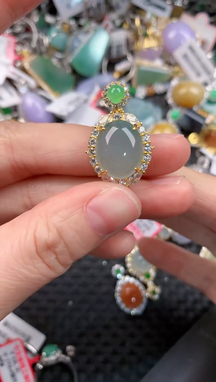 银S925镶嵌戒指翡翠13-13-13     8