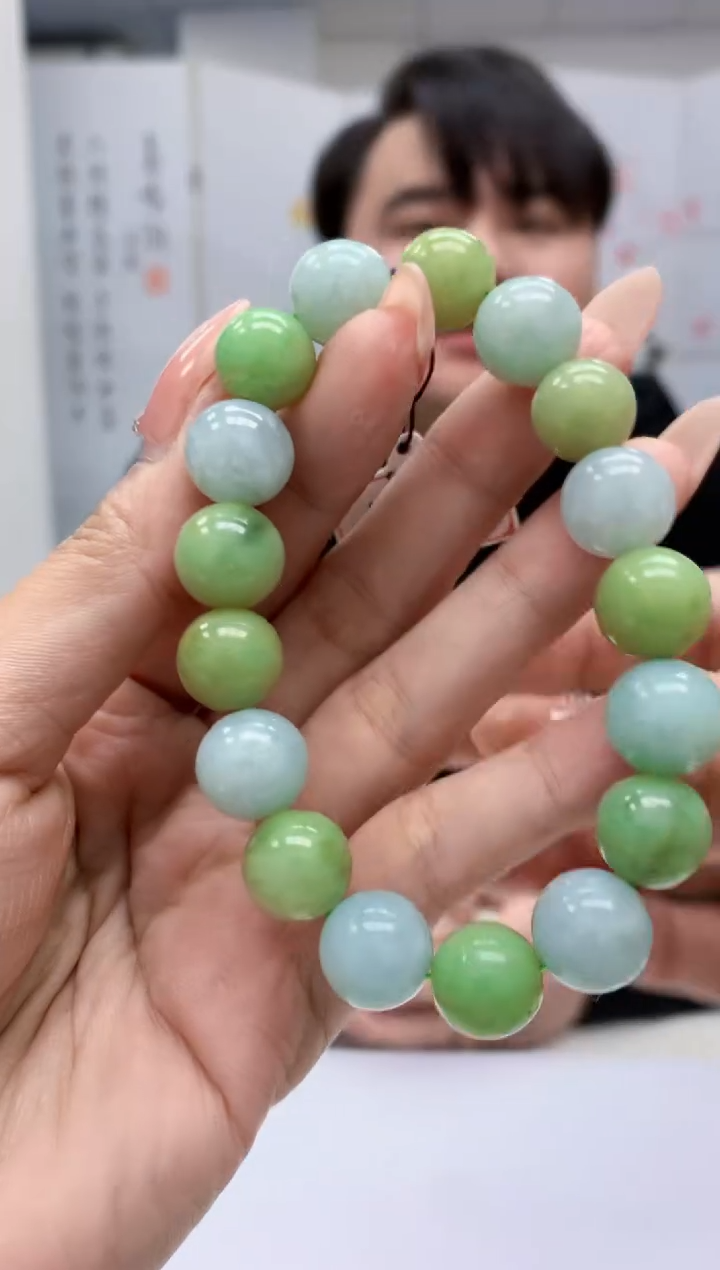 【闪购商品】定制翡翠未镶嵌5060MM-毛货手串71