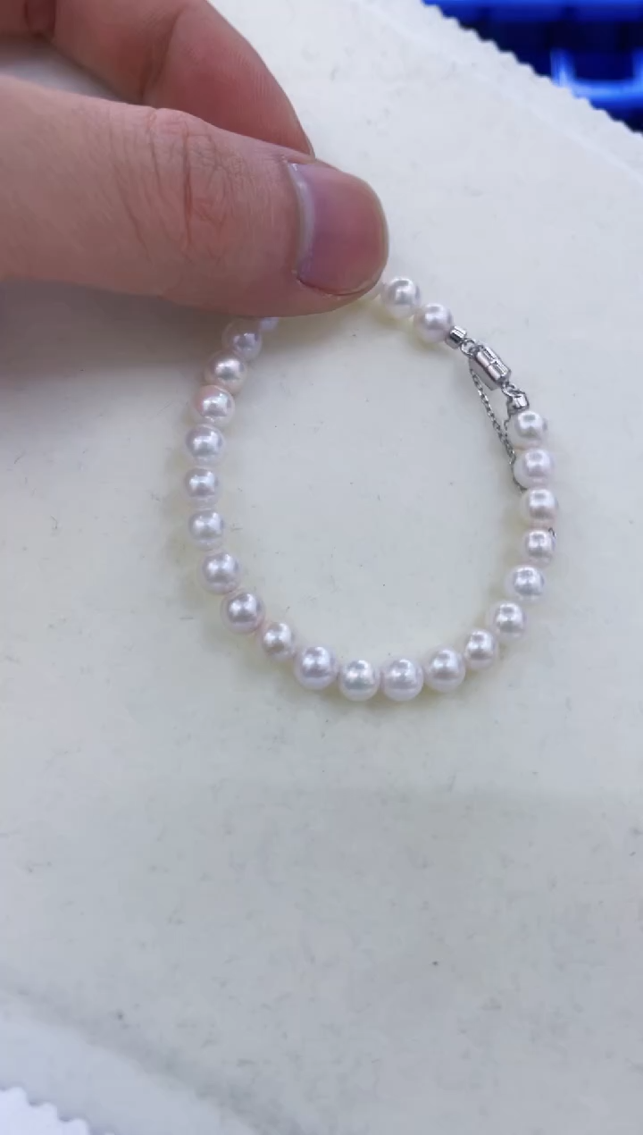 银S925镶嵌手链海水珍珠  