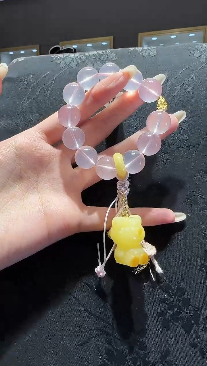 【闪购商品】水晶手串未镶嵌粉晶圆珠手串设计款