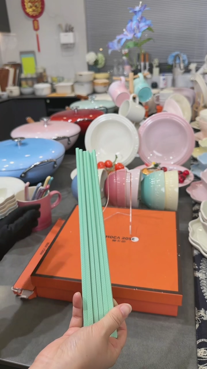 【闪购商品】瓷筷子SPS6双盒装-孔雀青