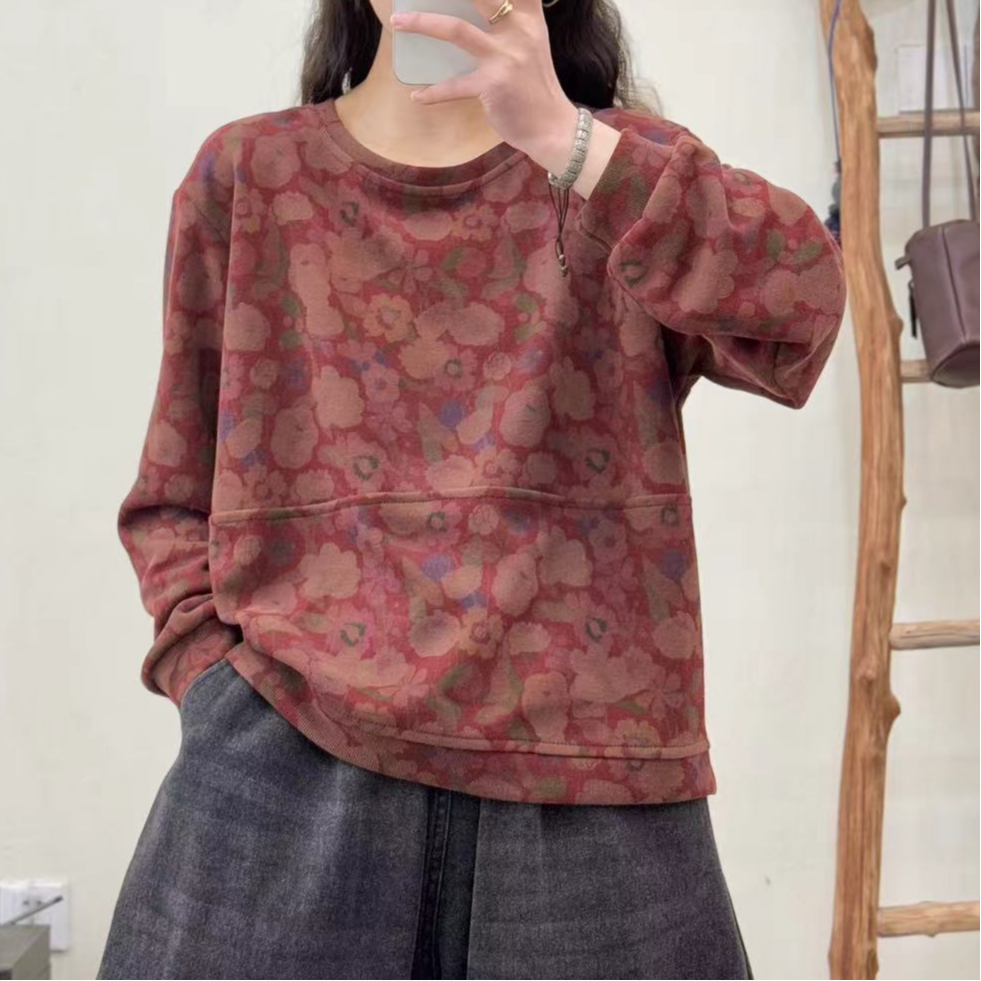 8159新款春季洋气减龄百搭气质碎花卫衣