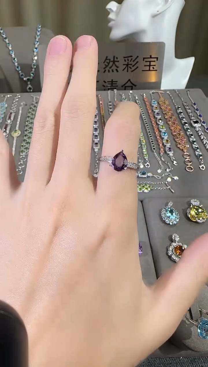 银S925镶嵌戒指紫晶5*7mm设计款