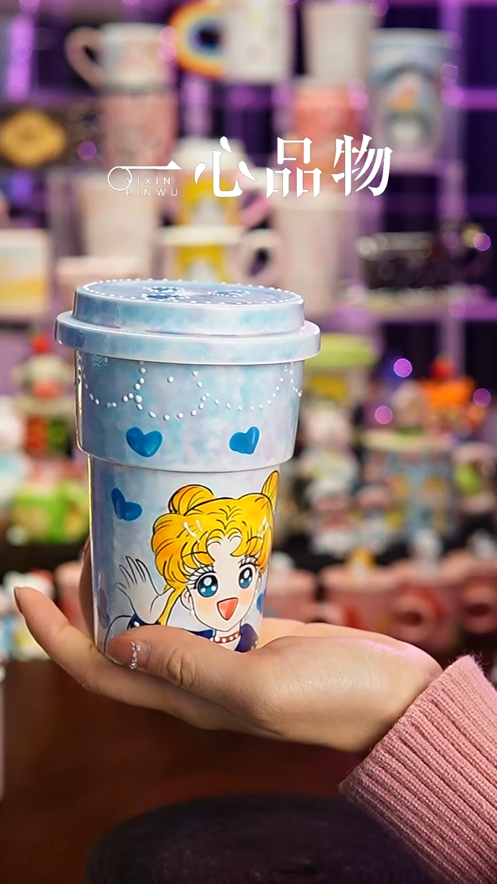 杯子瓷H90景德镇手工手绘杯子摆件