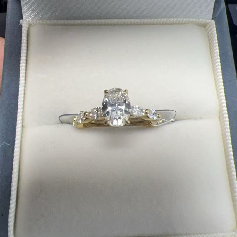 实验室培育钻石马眼椭圆设计款钻戒