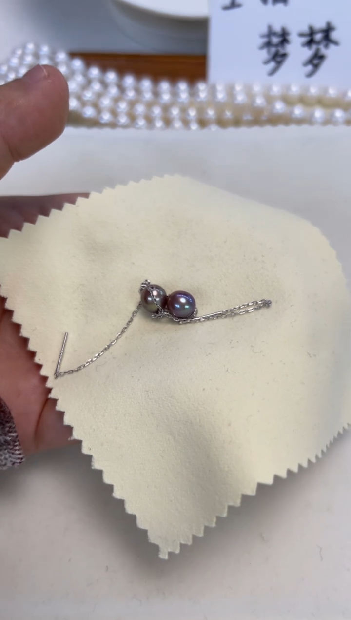 银S925镶嵌耳饰淡水珍珠彩*福利