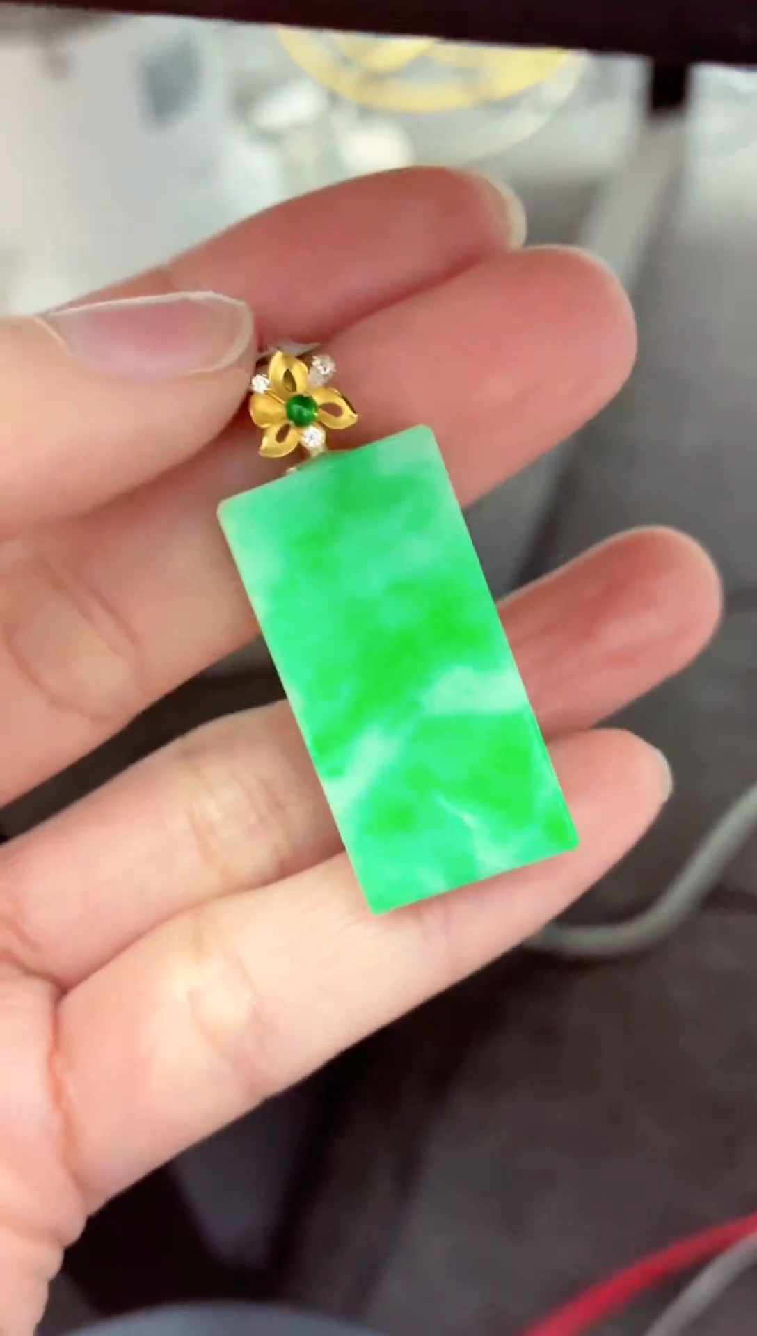 吊坠(不含链)18K金镶嵌翡翠天然缅甸翡翠A货