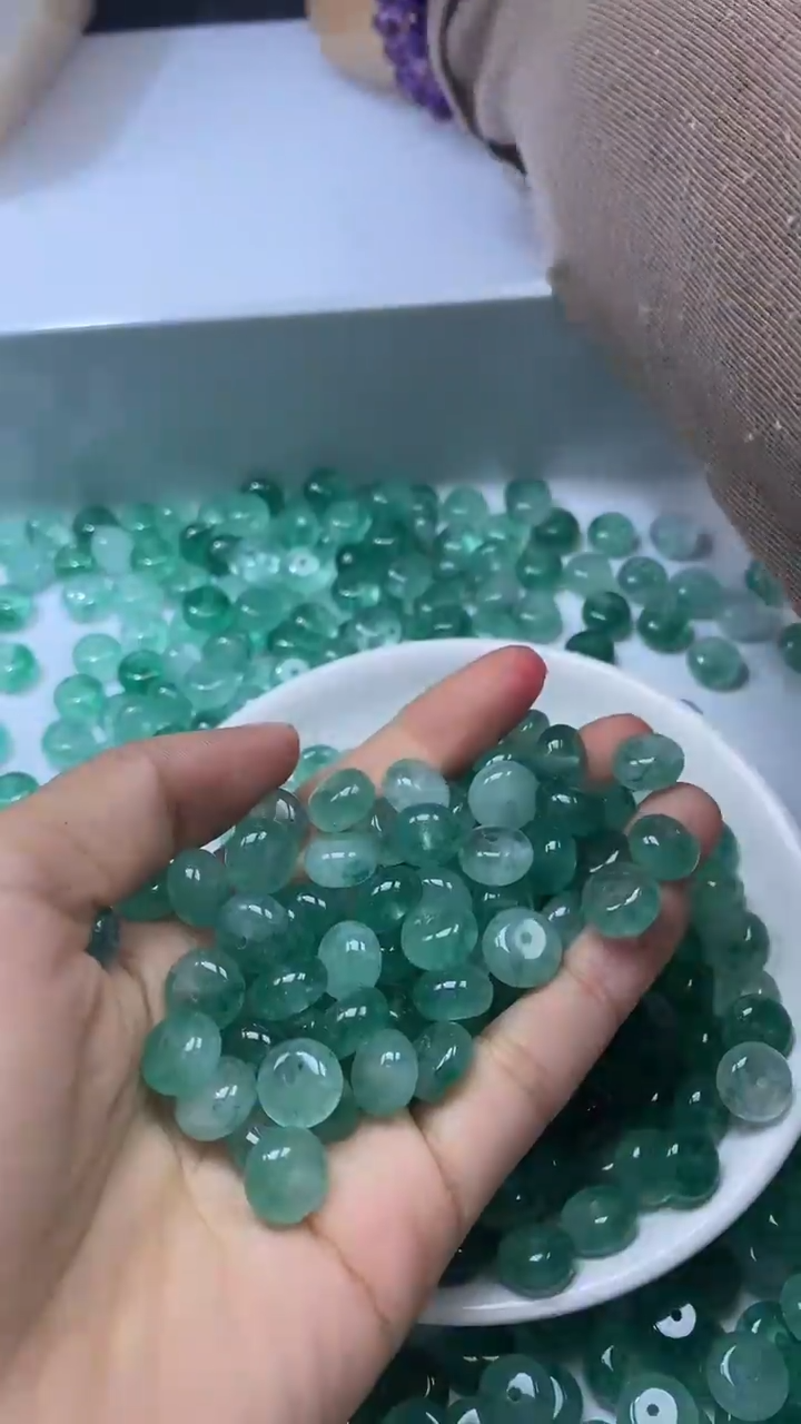颈饰未镶嵌水晶W3148-苹果绿碧玺算盘10*6mm*10颗