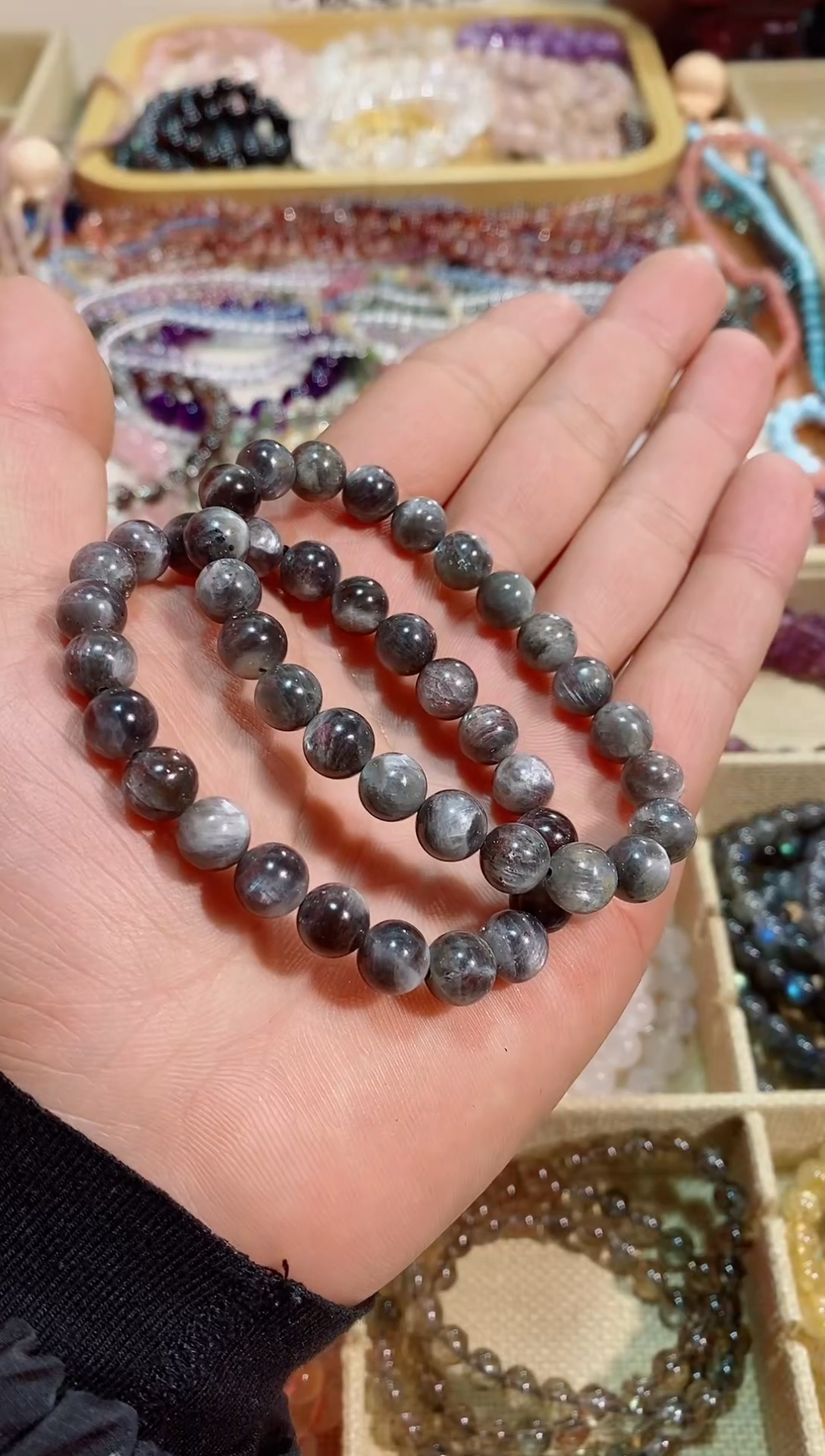 【闪购商品】日光石手链未镶嵌黑骨干（黑武士)8m+（多样性发其一)