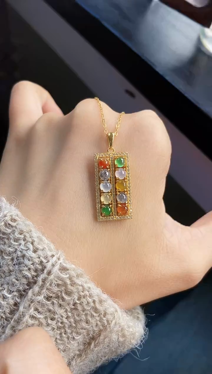 颈饰银S925镶嵌翡翠12