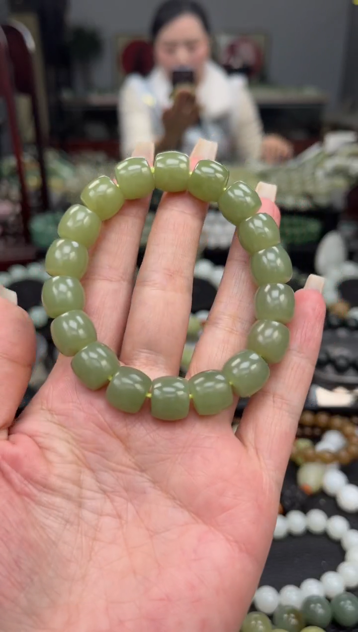 【闪购商品】和田玉手串未镶嵌新疆若羌青黄口卡12
