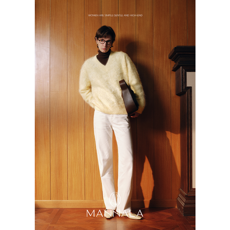 MANNALA丨烟管白牛 土耳其进口白长直弹力四季万能牛仔裤  Q9168