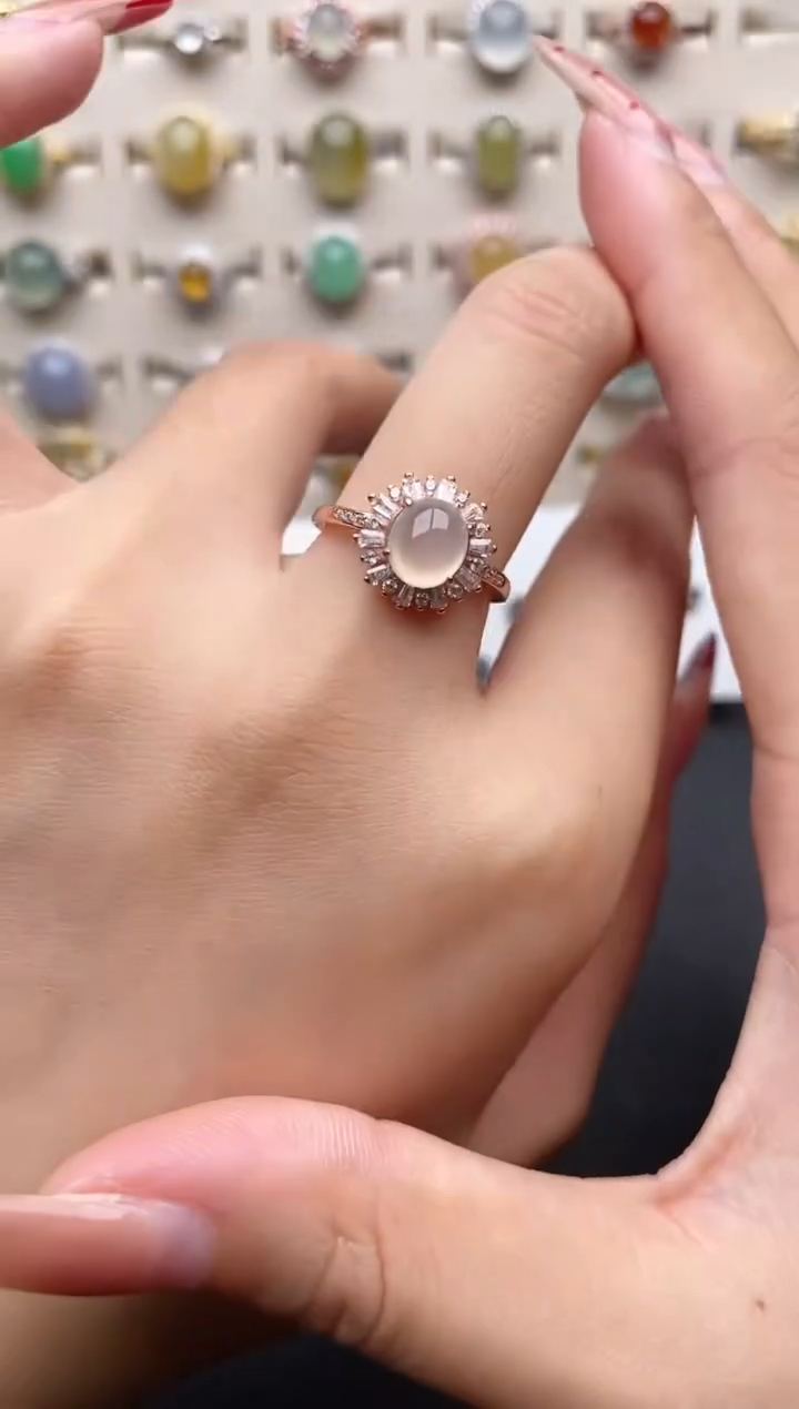 【闪购商品】翡翠戒指银S925镶嵌一物一证一礼盒