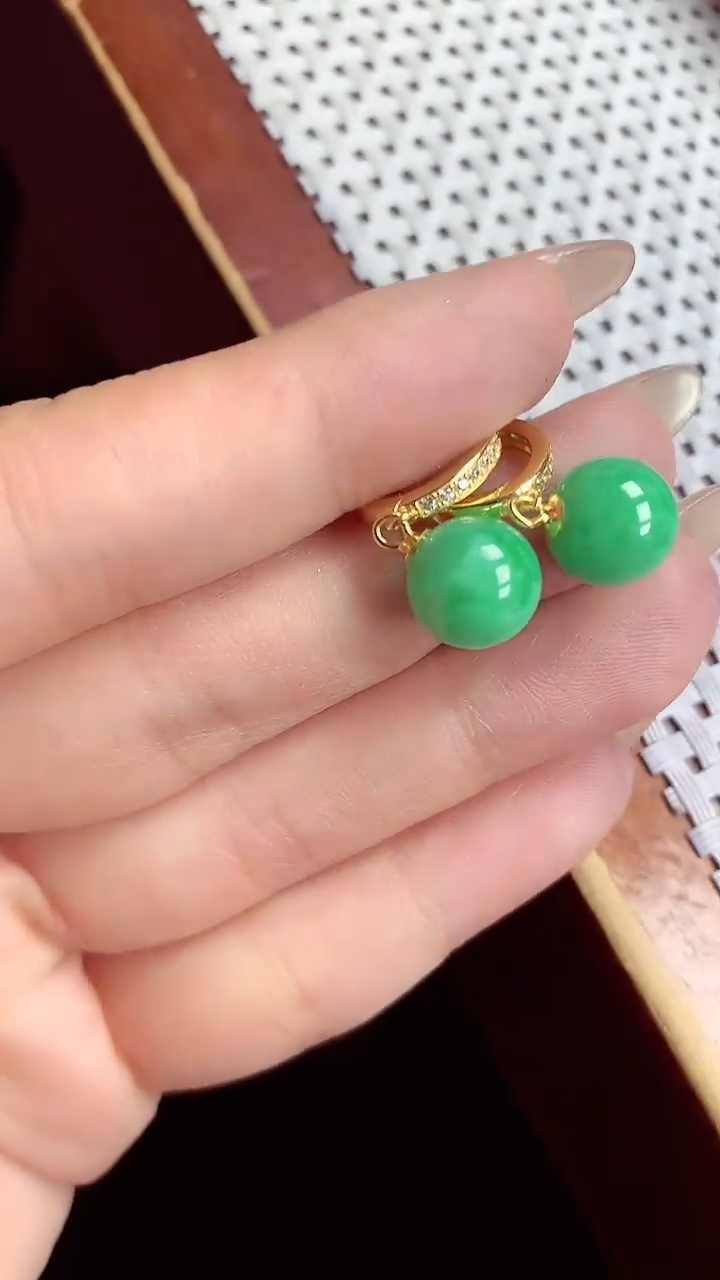 【闪购商品】翡翠耳饰银S925镶嵌耳饰