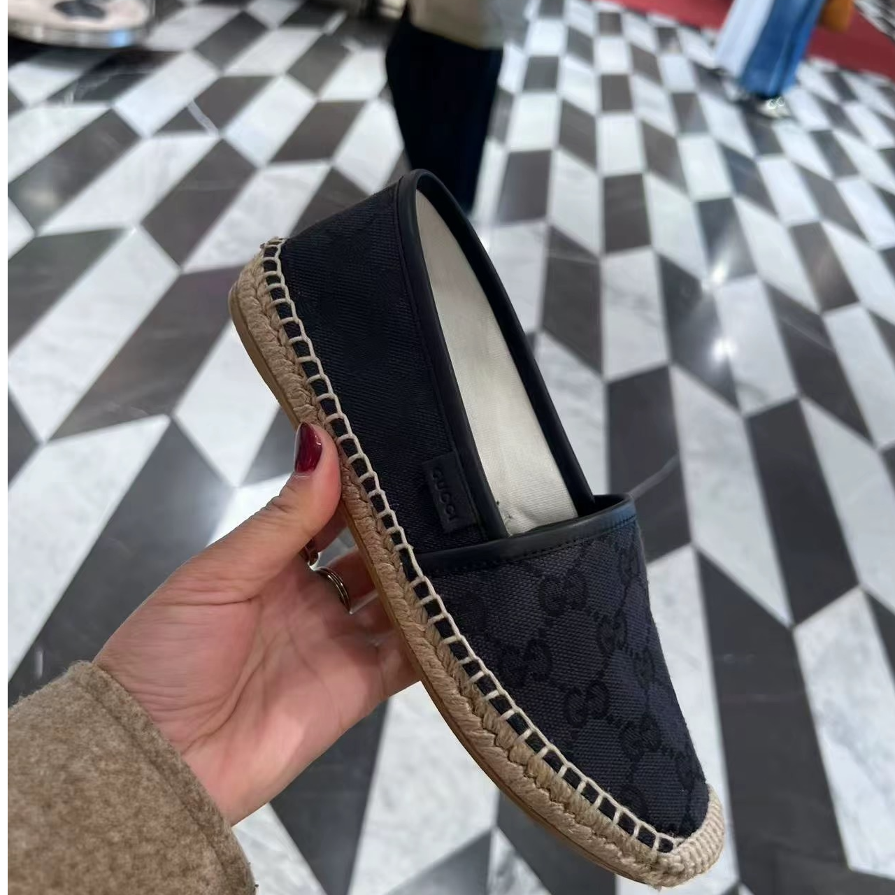 全新未使用 GUCCI/古驰 古驰男士渔夫鞋一脚蹬男款经典满印