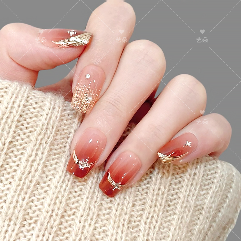 【焦糖美人】手工穿戴甲美甲片显手白款式指甲油胶短款中长款百搭