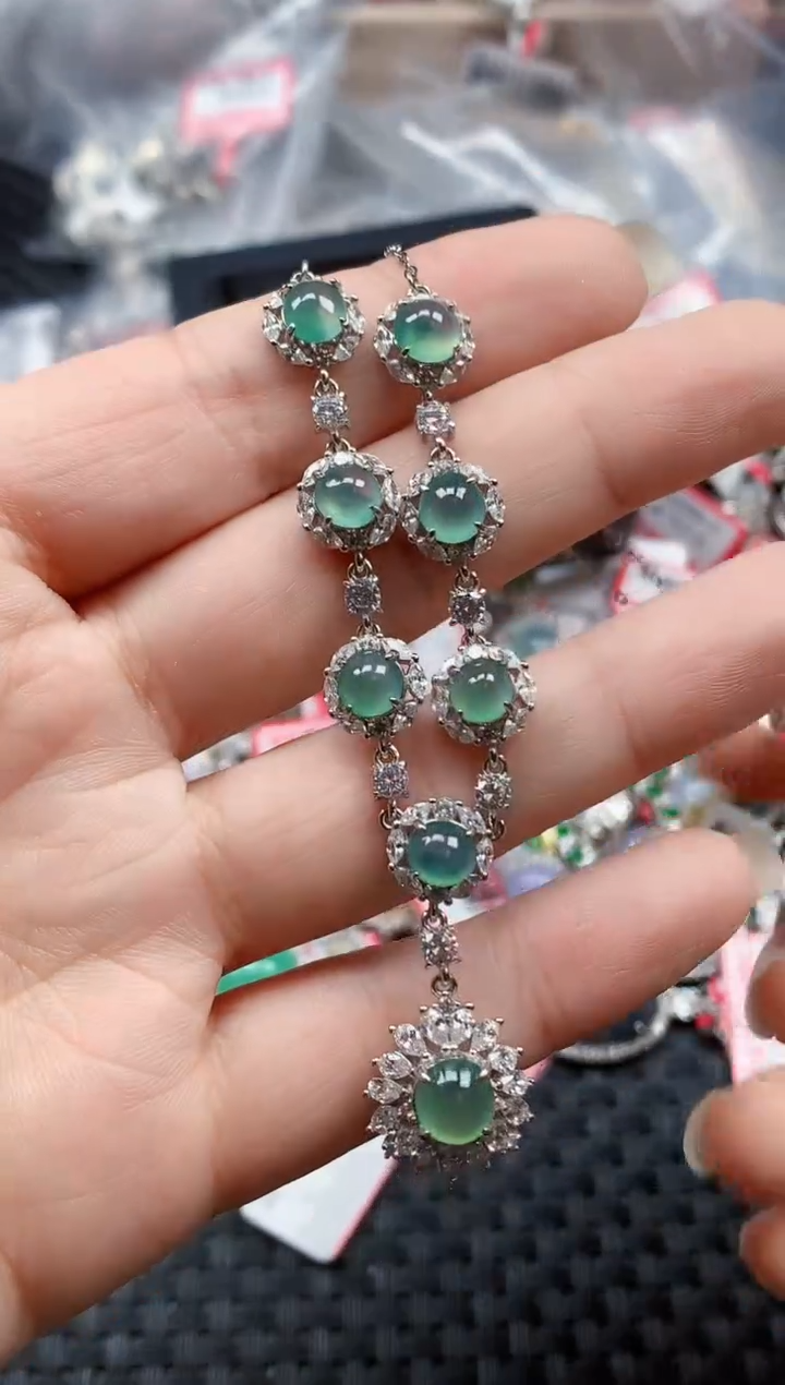 银S925镶嵌戒指翡翠天然A货缅甸翡翠