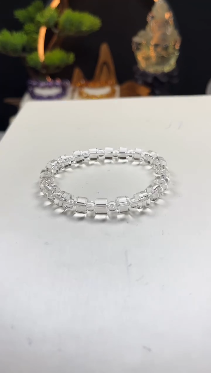 未镶嵌手链水晶天然白水晶直切设计手串7mm