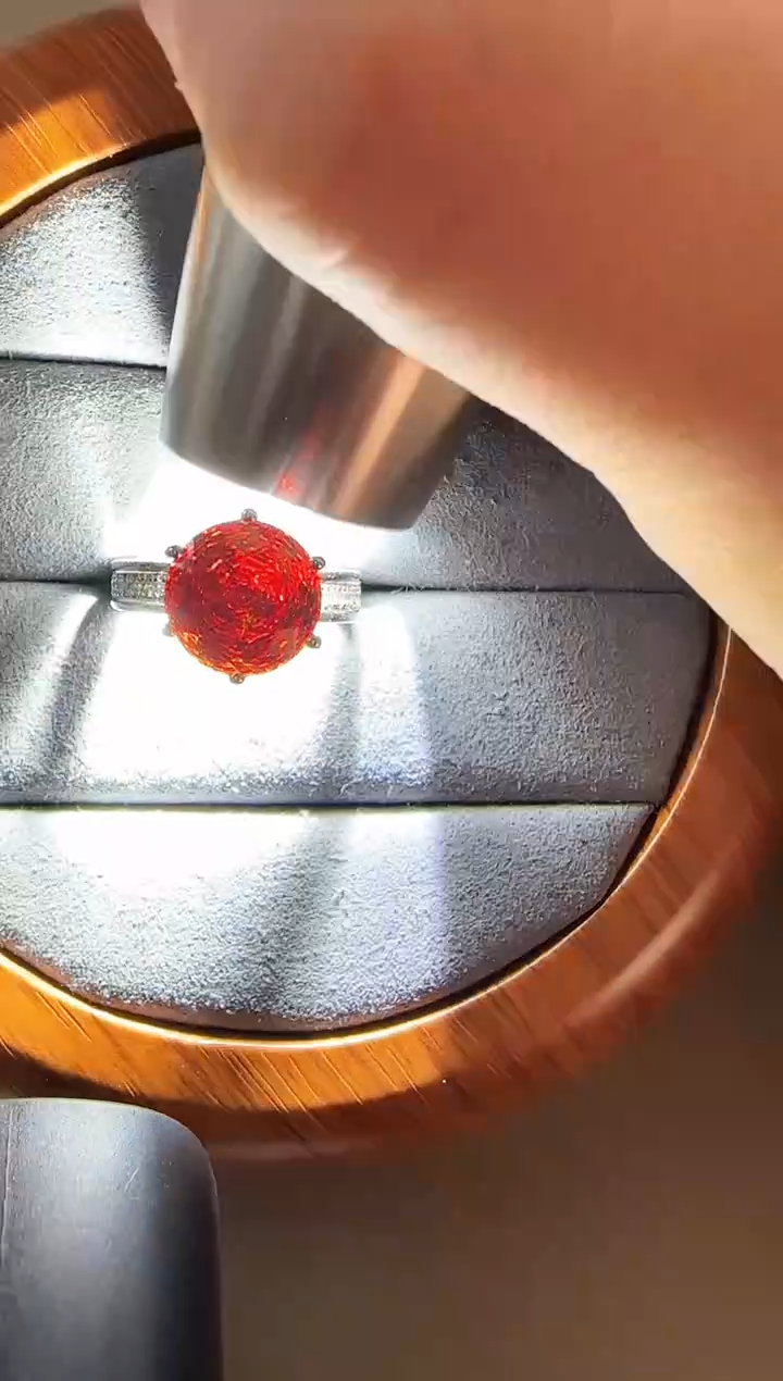 主播定制链接 红色玫瑰切戒指5ct 定制圈口