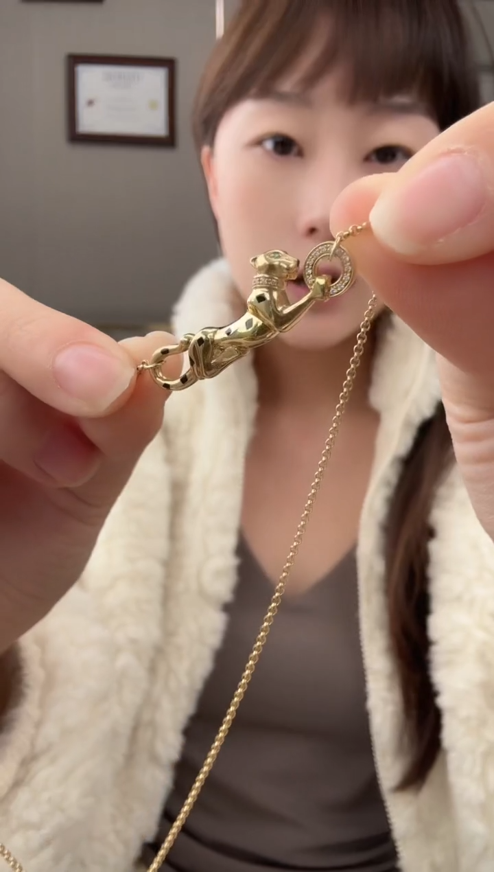 【闪购商品】钻石项链18K金镶嵌金钱豹项链【8克】