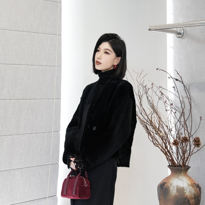 POPULARYW【雨雾漫桥】轻奢高级感纯色宽松皮毛一体短款皮草