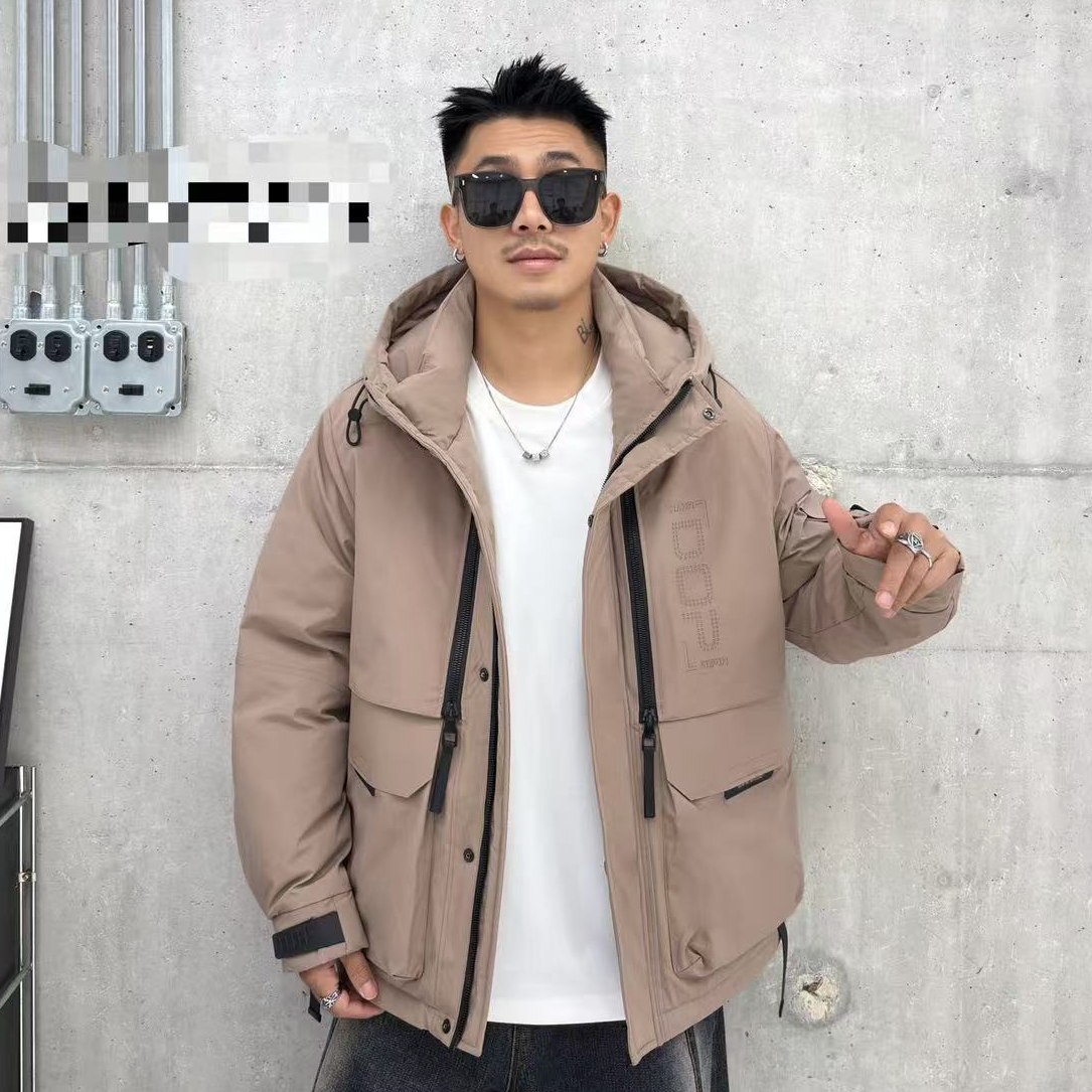 25022*咖【夜鸣沙都】冬季新款工装连帽加厚外套潮流百搭