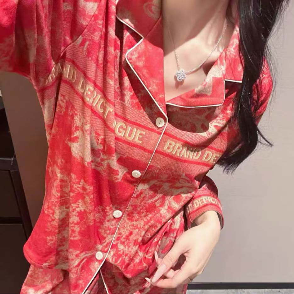 SIEOYJIEA/私迹大榕家viki【复古丛林】女款长袖气质家居服套装