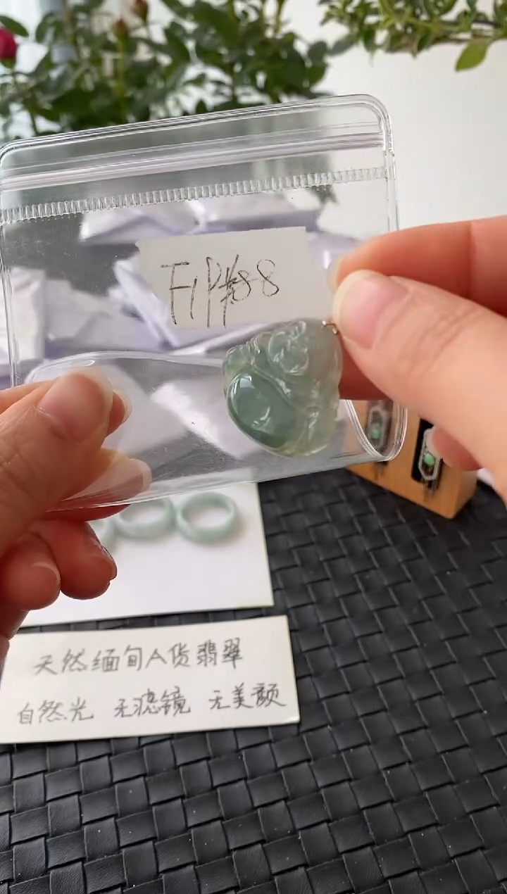 吊坠(不含链)银S925镶嵌翡翠F19