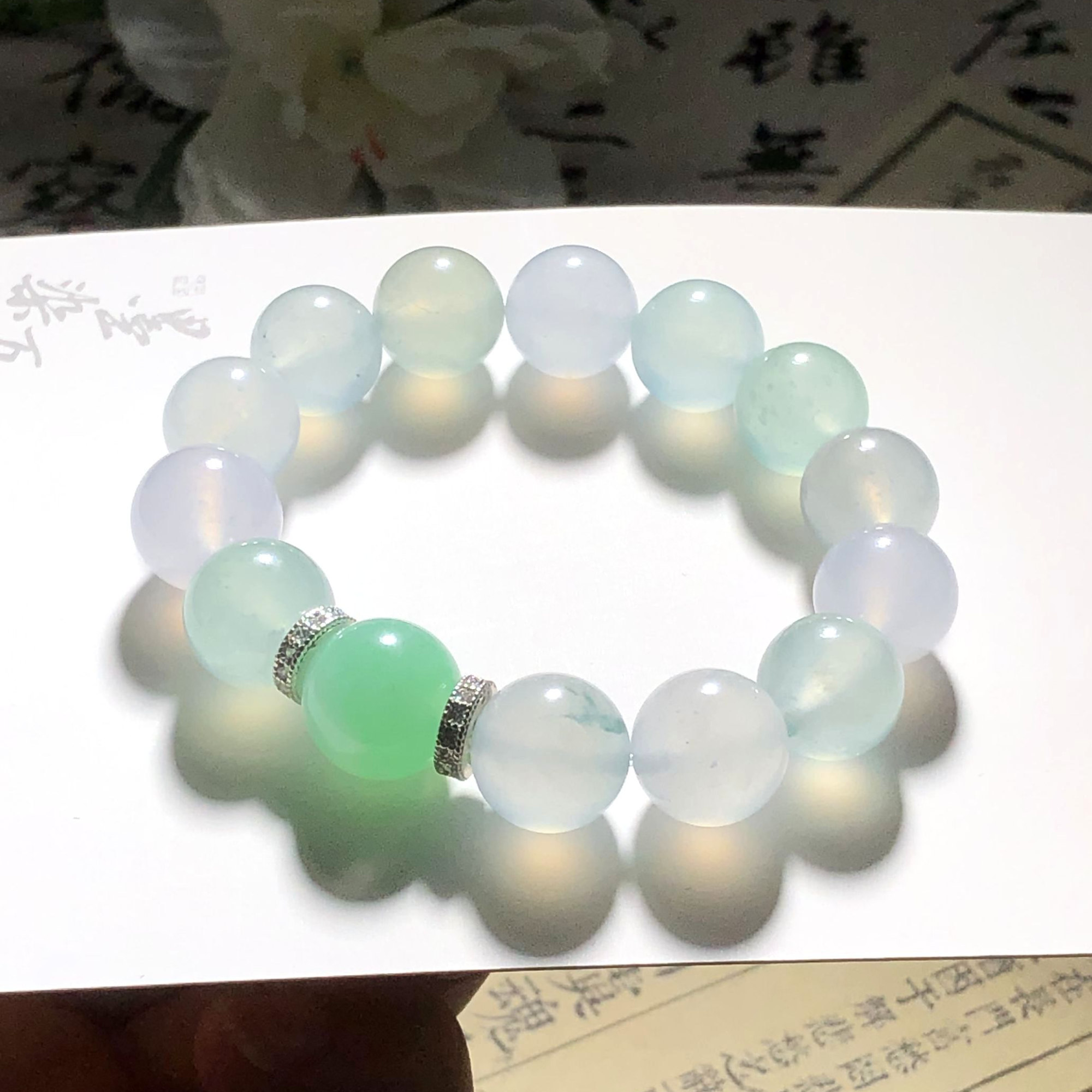 恒沙翡翠严选直播间一手货源天然翡翠圆珠手串女款《怀庆》