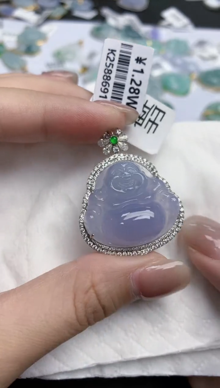 【闪购商品】翡翠颈饰18K金镶嵌天然缅甸翡翠A货
