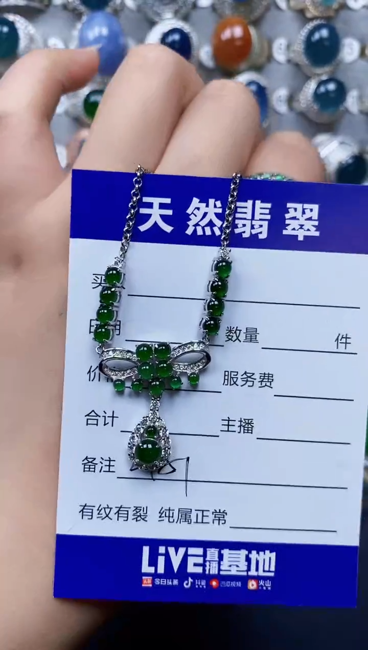翡翠银S925镶嵌颈饰0451