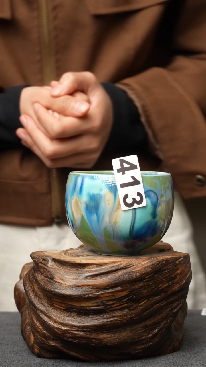 杯子413景德镇手创颜色釉杯（食品级）带冰裂纹