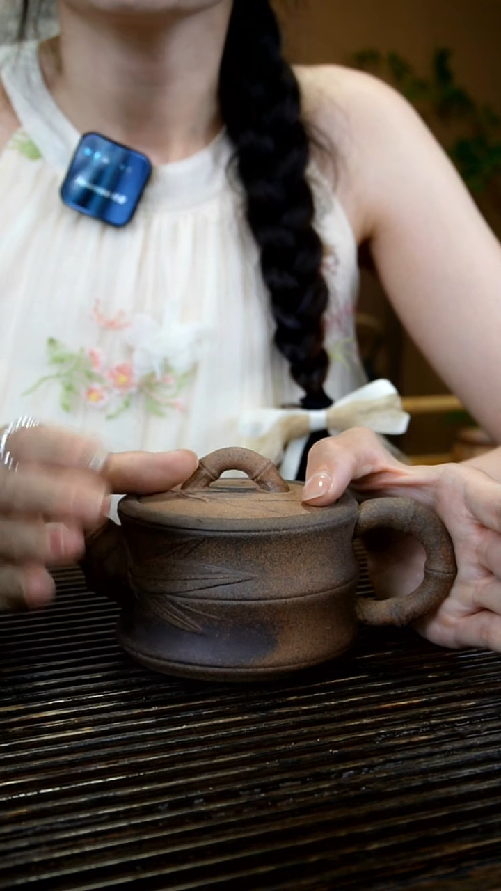 静悟斋老岩泥 黄泥段 竹节壶