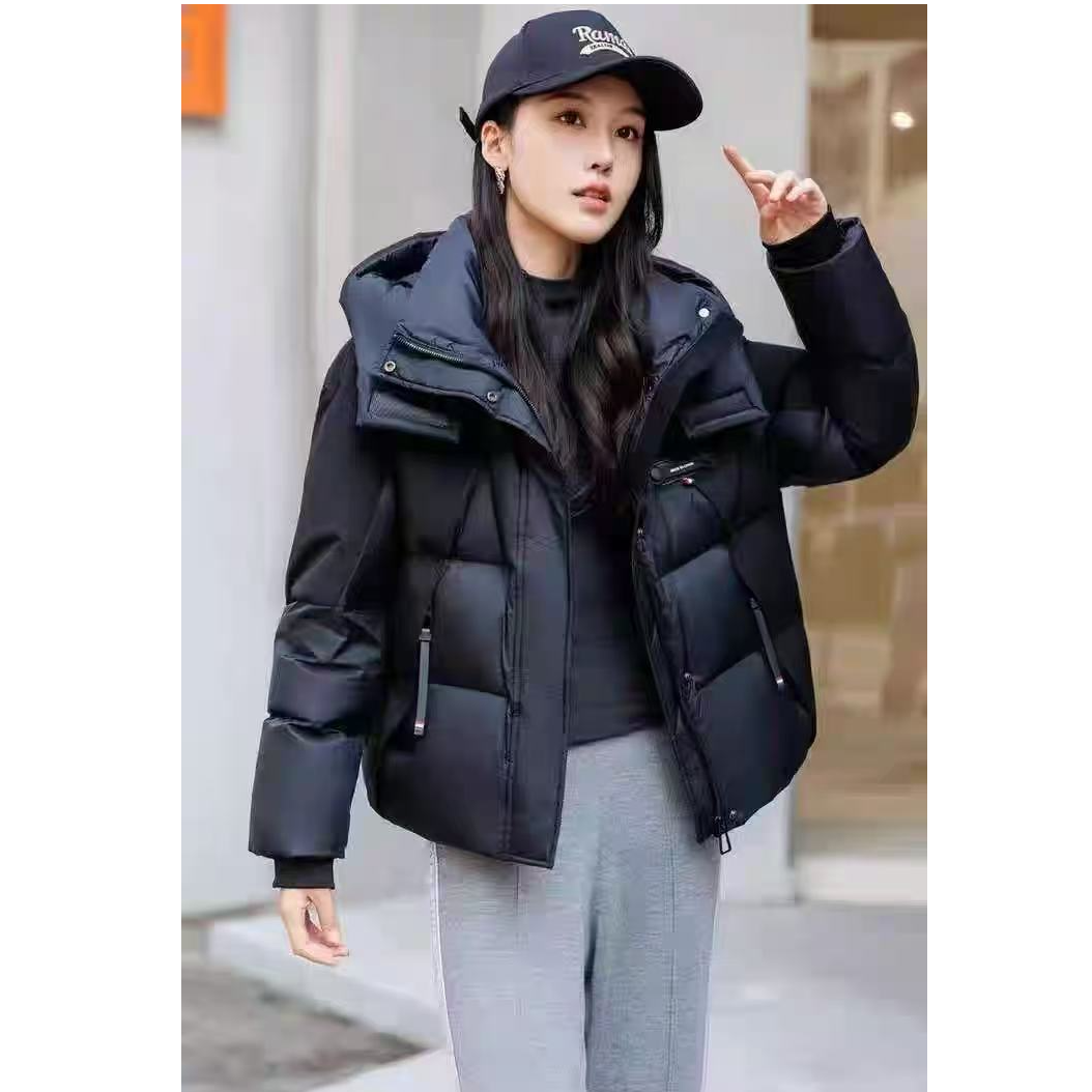 2024新款杭州短款拼接女士羽绒服