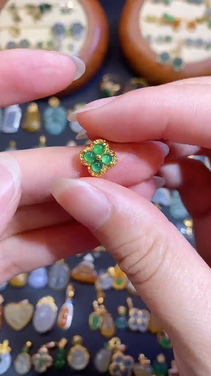 翡翠银S925镶嵌颈饰天然A货翡翠