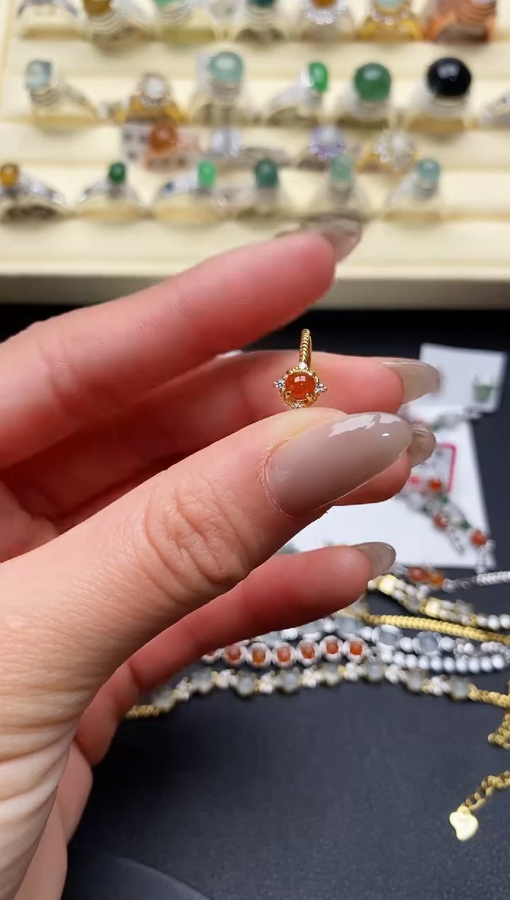 【闪购商品】翡翠戒指银S925镶嵌缅甸天然A货翡翠333  1-9