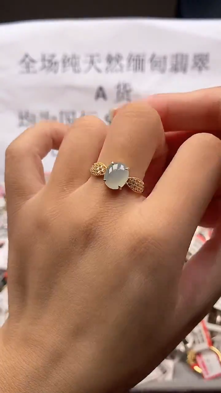 银S925镶嵌戒指翡翠戒指6