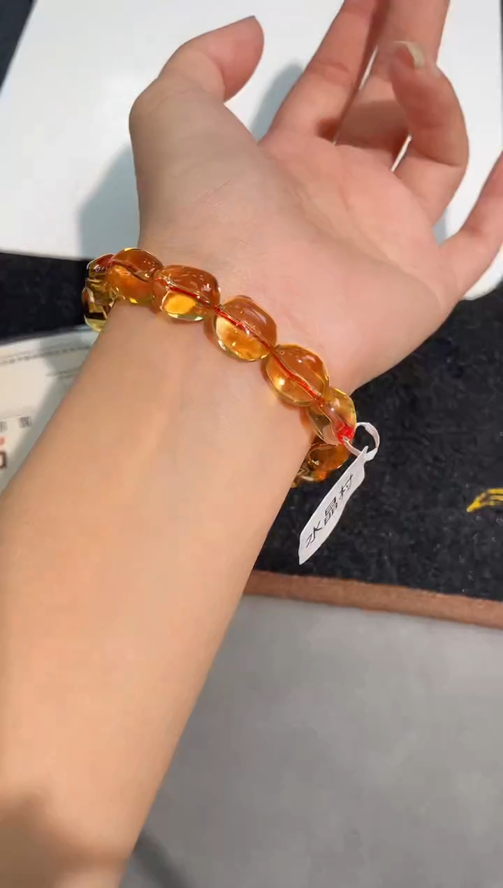 水晶手链未镶嵌13号巴西黄水晶糖豆单圈