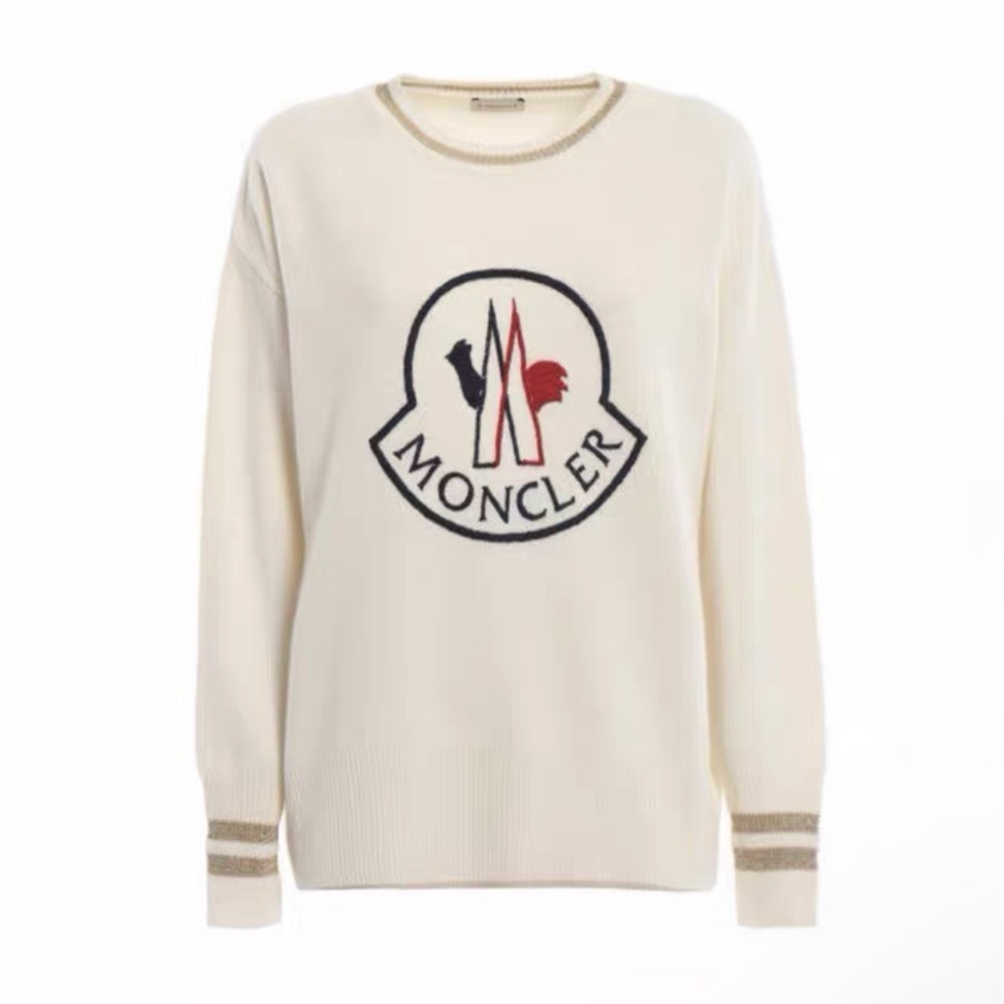 未使用 MONCLER 活动-200汤/P255232427/奶白色经典logo毛衣 XS