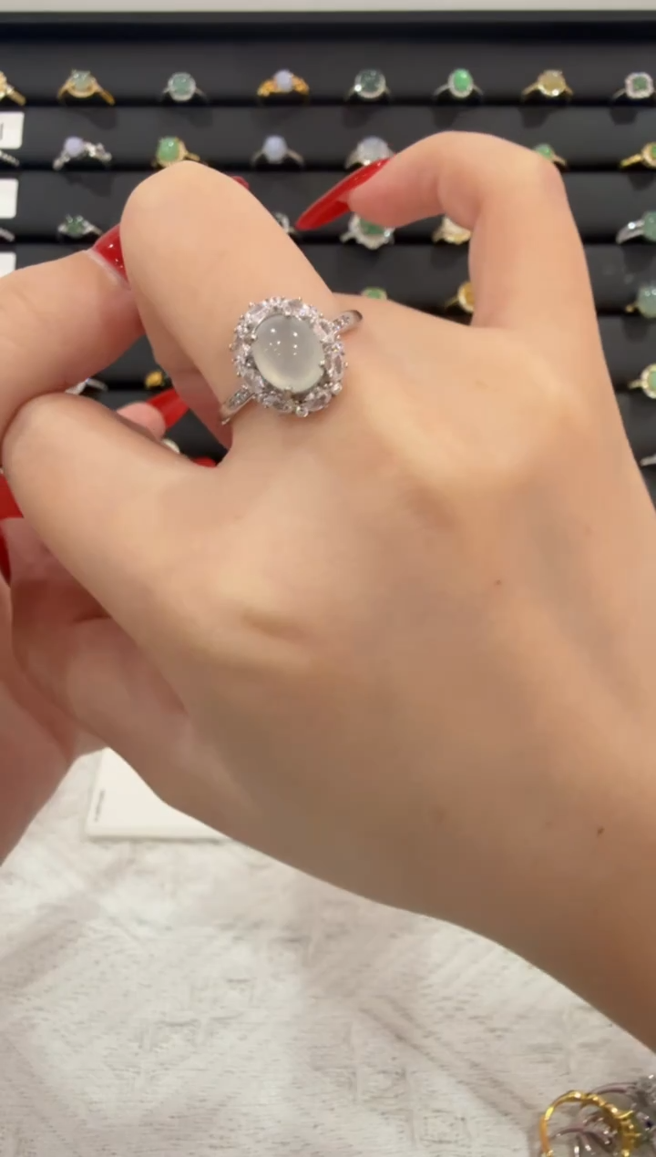 银S925镶嵌戒指翡翠086