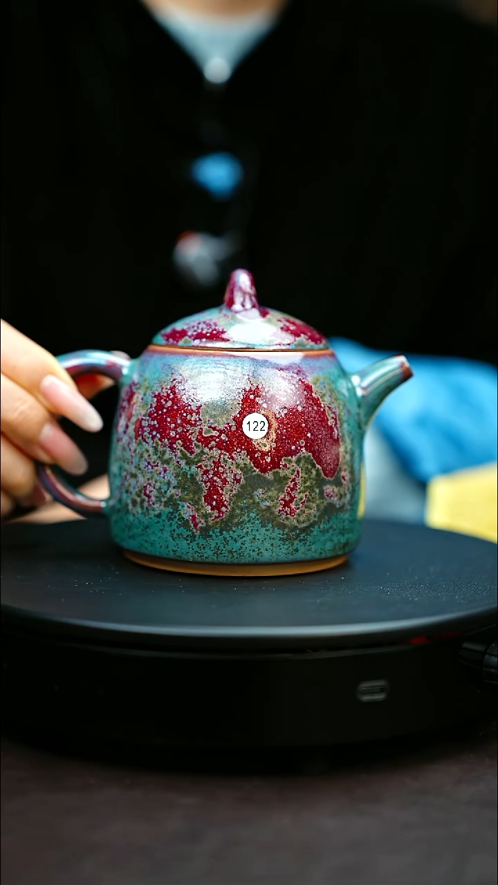 122#原矿钧瓷炉钧釉秦权壶