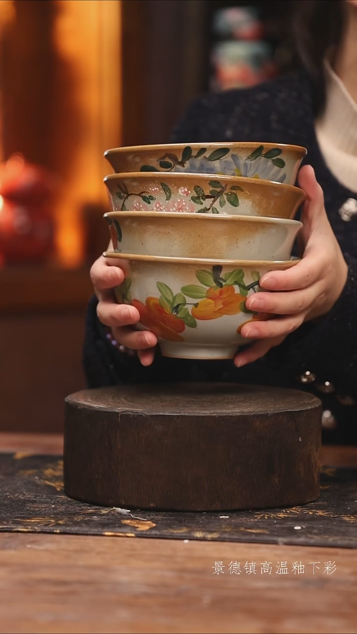 陶瓷景德镇高温釉下手绘陶瓷